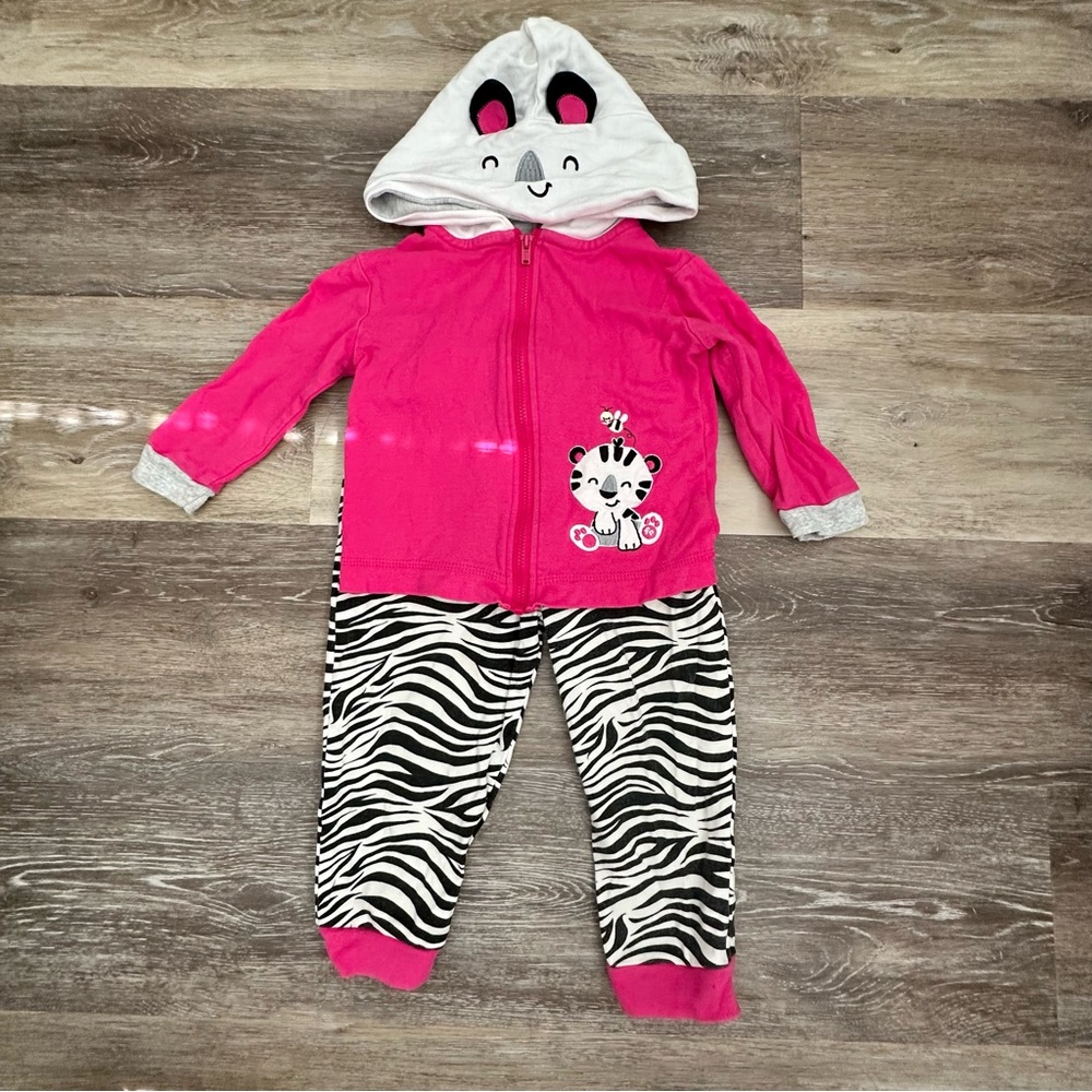 Fisher-Price Pink and Gray Baby Outfit- Bodysuit + Jacket + Pants 24M